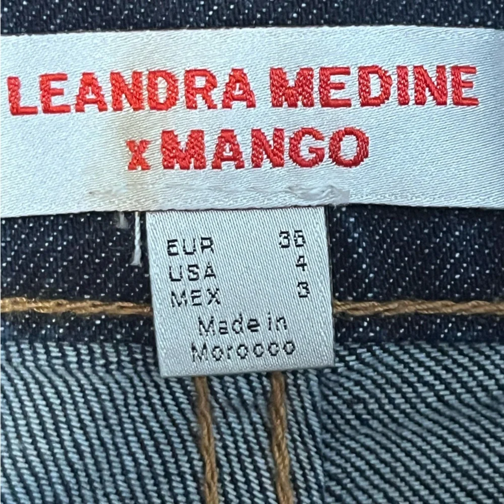 Leandra Medine X Mango Button Fly Dark Denim Jeans Women’s 4 Straight Hi Rise - Picture 7 of 14